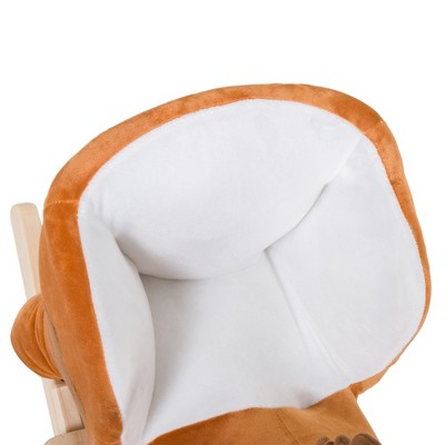 Brown Plush Rocking Horse with Wooden Base and Songs
