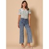 INSPIRE CHIC Women's Peter Pan Collar Lace Trim Embroidered Casual Floral Blouse - 3 of 4