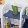 Qaba Kids Toy Storage Organizer Book Shelf with 3 Separate Shelving Sections, 7 Shelves, & 6 Removeable Bins, Blue - 4 of 4