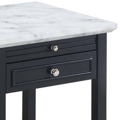 White Faux Marble/Black