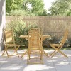 vidaXL Bamboo Patio Dining Set - 5 Piece Foldable Outdoor Garden Table and Chair Furniture - 43.3” x 21.7” Table - Waterproof - Durable - 2 of 4