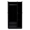 Gulches Wardrobe Armoire 71"H with 3-Doors and 2-Inner Drawers, 3 Doors, Black - 4 of 4