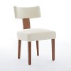 Homy Casa Set of 2 Linen Upholstered Armless Dining Chairs with Curved Backrest and Solid Wood Legs, Modern Kitchen & Dining Seating, Cream - 2 of 4