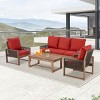EROMMY 4-Piece Cedar Patio Set With PE Rope & Cushions - All-Weather Outdoor Conversation Group - 4 of 4