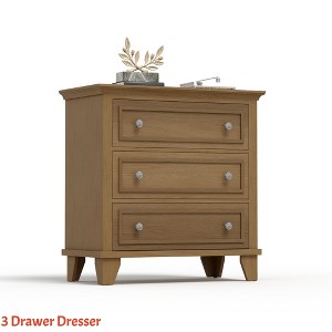 Bedroom 3 Drawer Dresser, Wooden Storage Chest of Drawers w/ Exquisite Metal Handles, Small Storage Cabinet, Modern Design Dresser - 1 of 4