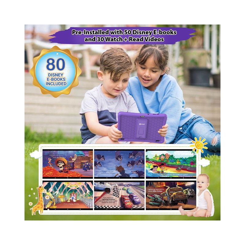 Contixo 10" Kids Tablet 64GB, Includes 80+ Disney Storybooks & Stickers, with Headphones and Bag, (2023 Model), 2 of 9