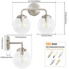 POWLIG 14.17-in 2-Light Nickel Bathroom Light Fixtures Over Mirror Vanity Lighting with Clear Glass Globe Shades - 4 of 4
