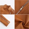 Clearlove Womens Casual Light Studded Shoulder Long Sleeve Cropped Zipper Moto Biker Faux Leather Jacket Coats - 3 of 4