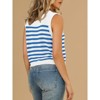 Coolmee Women's Striped Button Down Sweater Vest Casual V Neck Sleeveless Knitted Tank Tops - 2 of 4