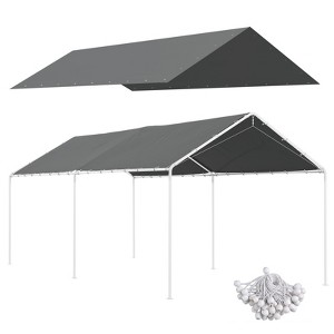VisioGear 10'*20' Carport Replacement Top Canopy, Car Port Portable Garage Tent Cover with Ball Bungee Cords, Dark Gray, 230.75"*116.5"*0.01" - 1 of 4