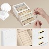 3-Drawer Jewelry Box with Glass Lid, Cloud White Organizer for Rings, Necklaces, Earrings, Interesting Gift - 4 of 4