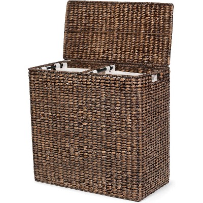 Juvale Large Collapsible Woven Jute Fabric Round Laundry Hamper, Tall  Drawstring Blanket Storage Basket with Lid & Handle, Brown 13.4x22