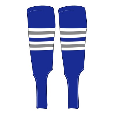 MK Socks Traditional Baseball Stirrups Pattern F-7 Royal, White, Silver (M)