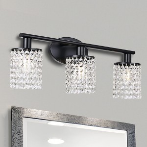 YANSUN 20.87 in. 3-Light Black Crystal Bathroom Wall Sconce, Modern Lighting Fixture Over Mirror - 1 of 1