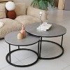 2PCS Round Nesting Coffee Table Thicken Metal Stacking Sofa Side End Table Set - 3 of 4