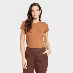 Women's Ribbed Bodysuit - A New Day™ Brown M