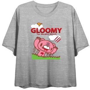 Gloomy Bear Jumping Grizzly Juniors Heather Gray T-shirt - 1 of 3