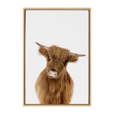 Natural Highland Cow Animal Print Canvas for Kids Nursery