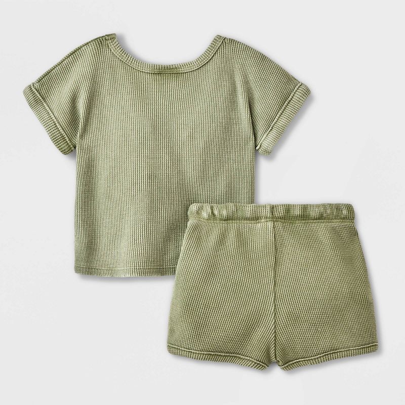 Baby Boys' Solid Top & Bottom Set - Cat & Jack™ Olive Green, 2 of 5