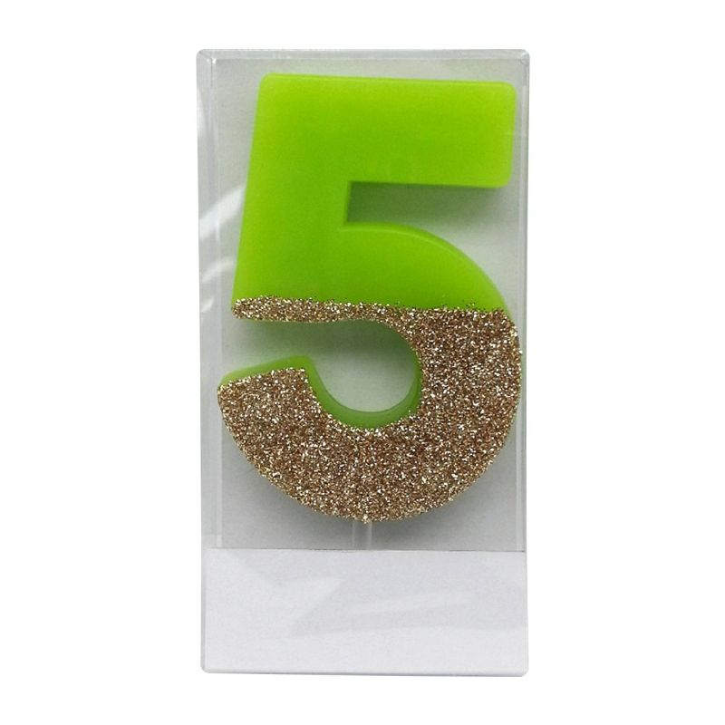 Number 5 Glitter Candle Green/Gold - Spritz&#8482;, 1 of 2
