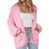 Women's Sweater Knit Cardigan with Pockets - Open Front Cable Knit Chunky Thick Sweater for Comfy Winter Knitwear,Pink - M - 3 of 4