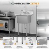 winado 24 x 24 in. 1 Compartment 304 Stainless Steel Sink with Backsplash - 3 of 4