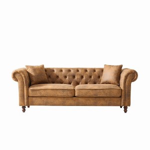 TIRAMISUBEST 83"/ 66" Upholstered Chesterfield ‌tech Fabric Sofa, Armrest Sofa, Couch, 3 Seater Living Room Furniture - 1 of 4