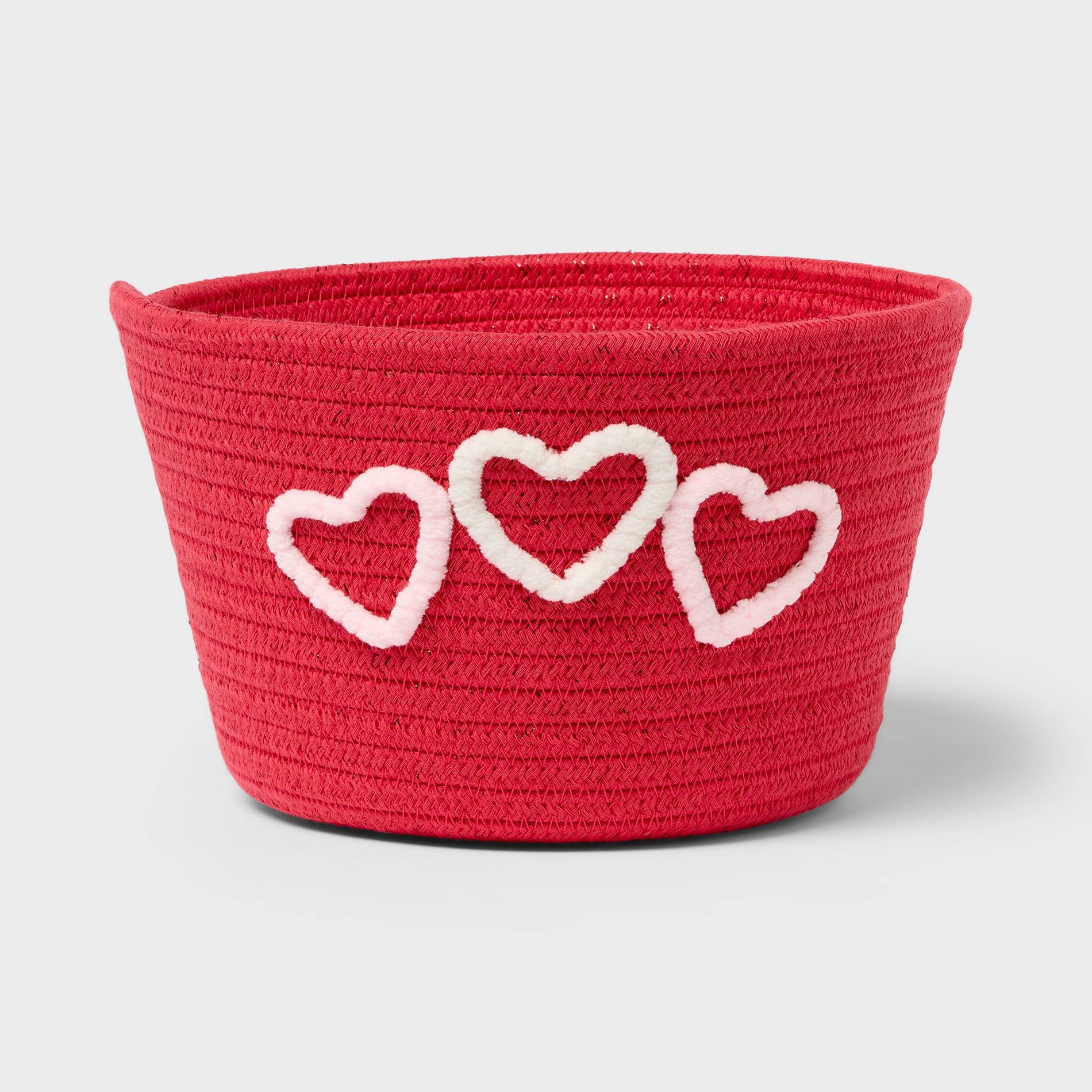 Valentine's Day Round Decorative Rope Basket Red - Spritz™
