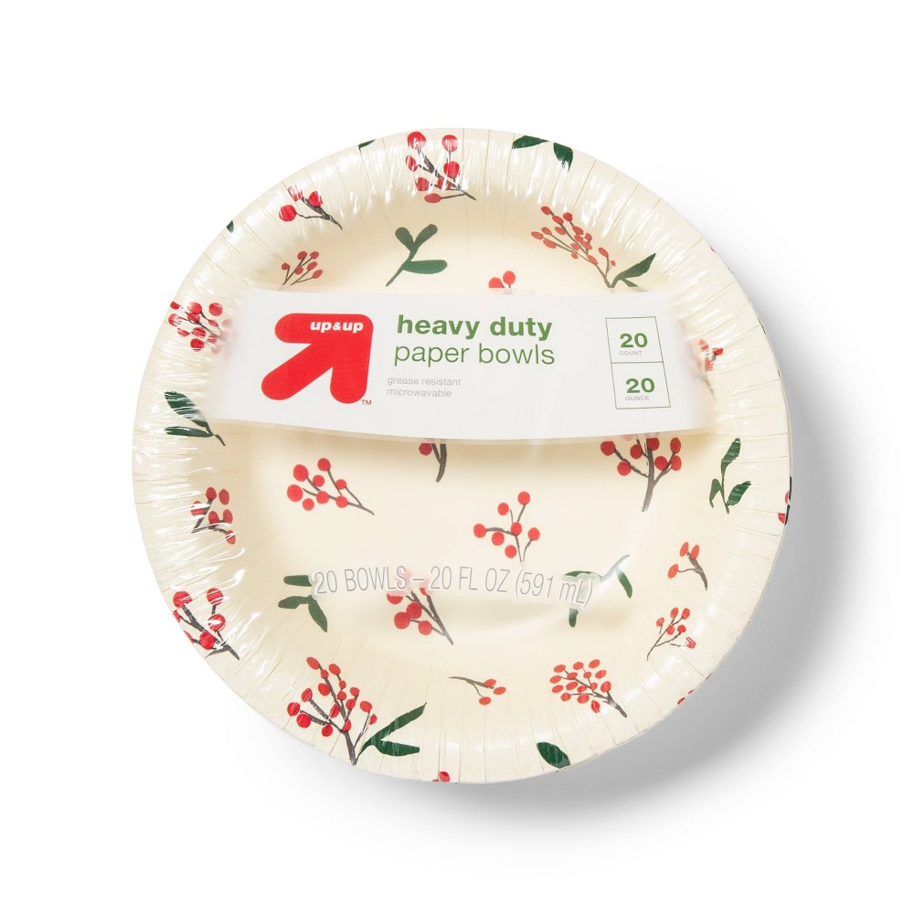 Holiday Disposable Dinnerware Bowl - 20oz/20ct - up & up