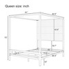 Queen/King Size Canopy Bed Metal 4-Poster Bed Frame with Tall Linen Fabric Upholstered Headboard, Box Spring Needed, Gold+Tan/Black+White-ModernLuxe - 4 of 4
