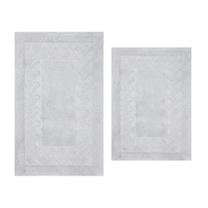 Knightsbridge All Season Traditional Chain Design 2 PC Cotton Bath Rug Set 17"X24" & 21"X34" White - 1 of 4