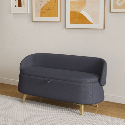 NicBex 50" End of Bed Bench Multi-functional Rectangular Bed End Storage Sofa Stool with Gold Metal Legs for Living Room, Bedroom, Entryway