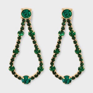 Crystal Open Teardrop Earrings - A New Day™ Gold/Emerald - 1 of 2