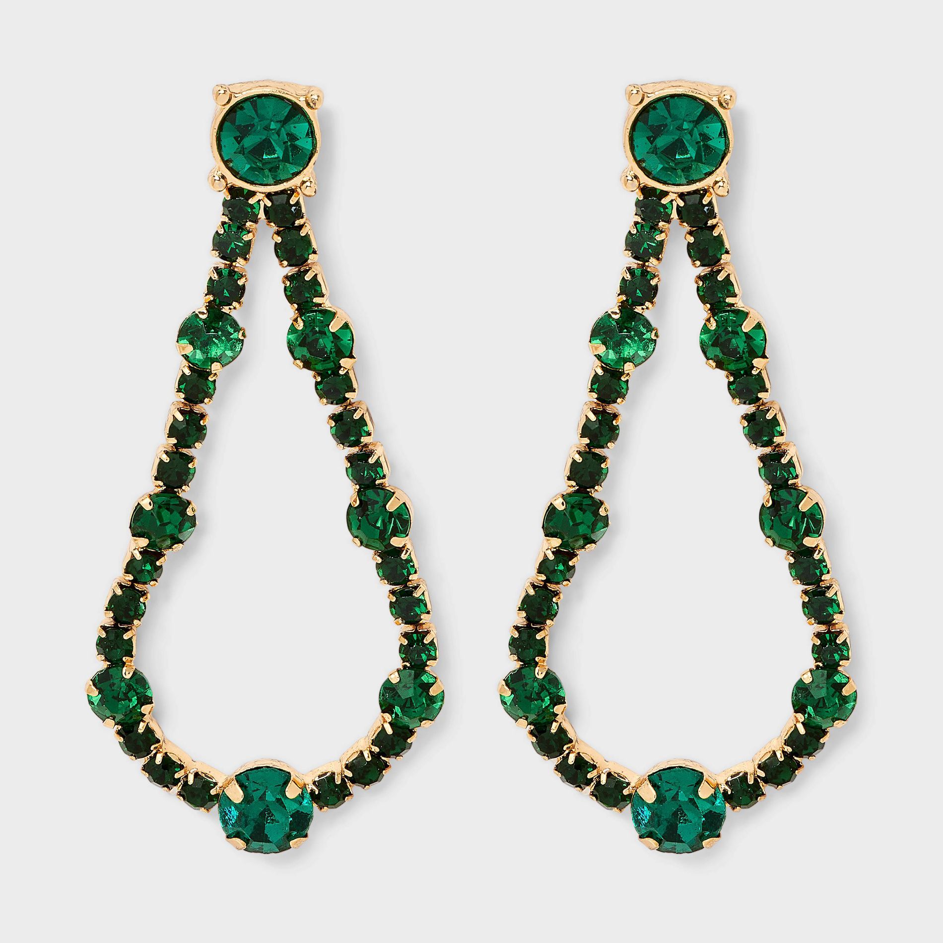 Crystal Open Teardrop Earrings - A New Day™ Gold/Emerald