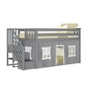 Max & Lily Twin Low Bunk Bed with Staircase and Curtains - 2 of 4