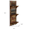 HomeRoots 34" Brown And Multi Patina Reclaimed Wood Wall Mounted Shelf With Hooks - 3 of 4