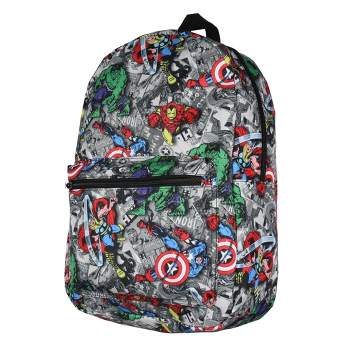 Marvel Avengers Vintage Comic Characters Laptop School Travel Backpack Grey
