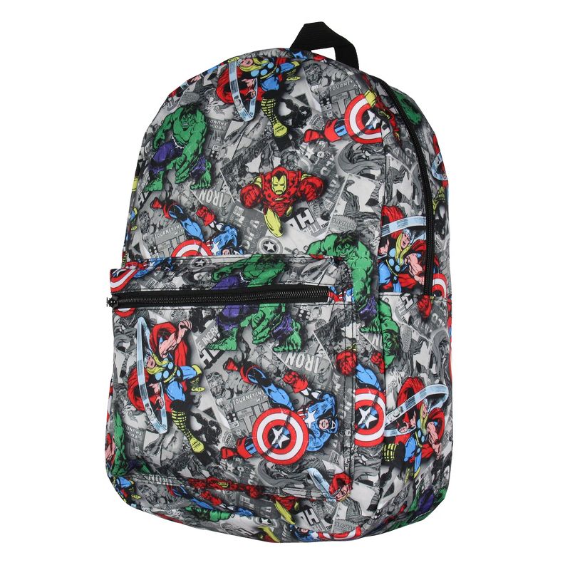 Marvel Avengers Vintage Comic Characters Laptop School Travel Backpack Grey, 1 of 5