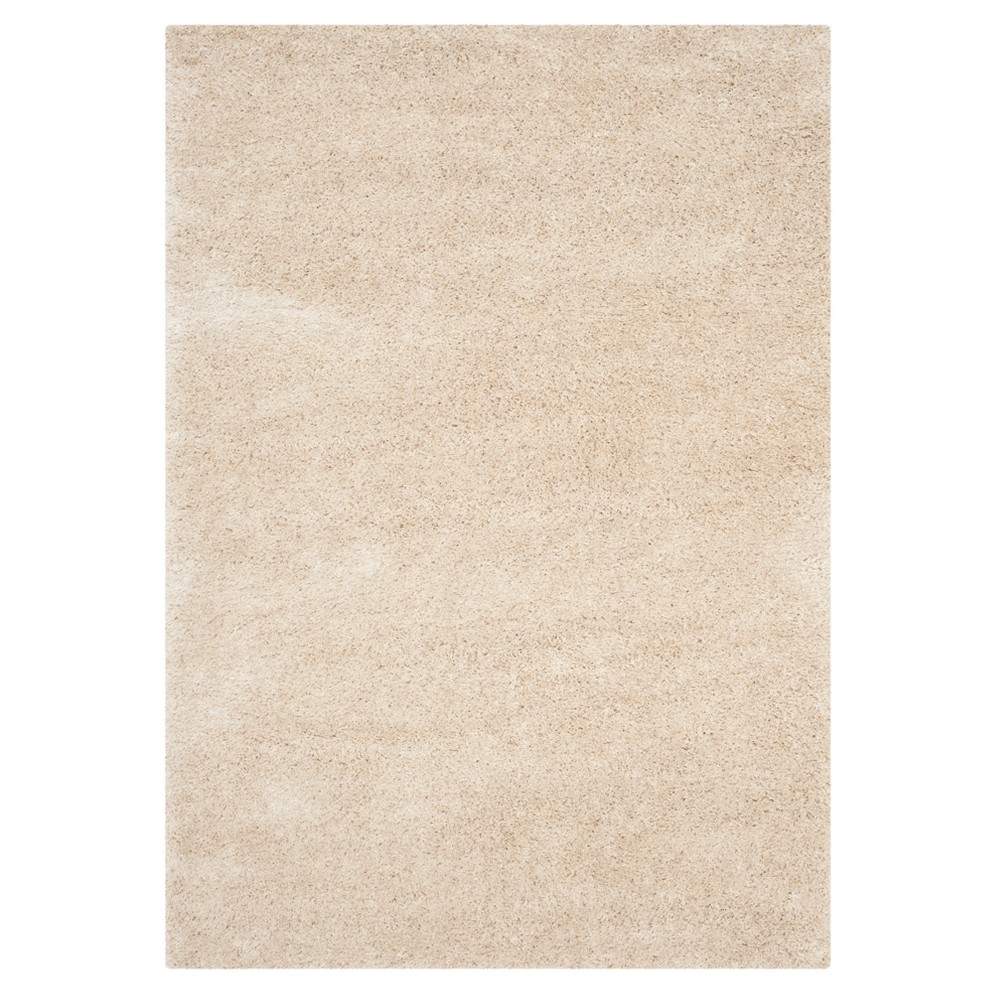 Ivory Solid Shag/Flokati Loomed Area Rug 5'1inx7'6in - Safavieh