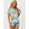 Allegra K Women's Hawaiian Floral Leaves Printed Short Sleeve Button Down Vintage Shirt - 3 of 4