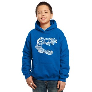 LA Pop Art Boy's Word Art Hooded Sweatshirt - TREX - 1 of 4