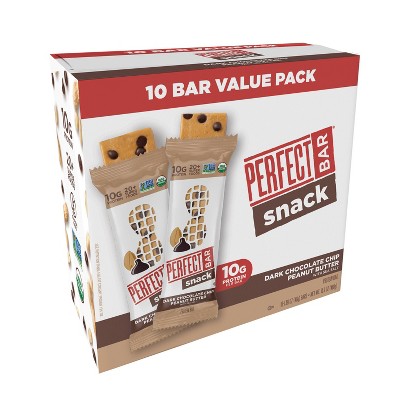 Perfect Bar Organic Snack Dark Chocolate Chip Peanut Butter Protein Bars - 16.9oz/10ct