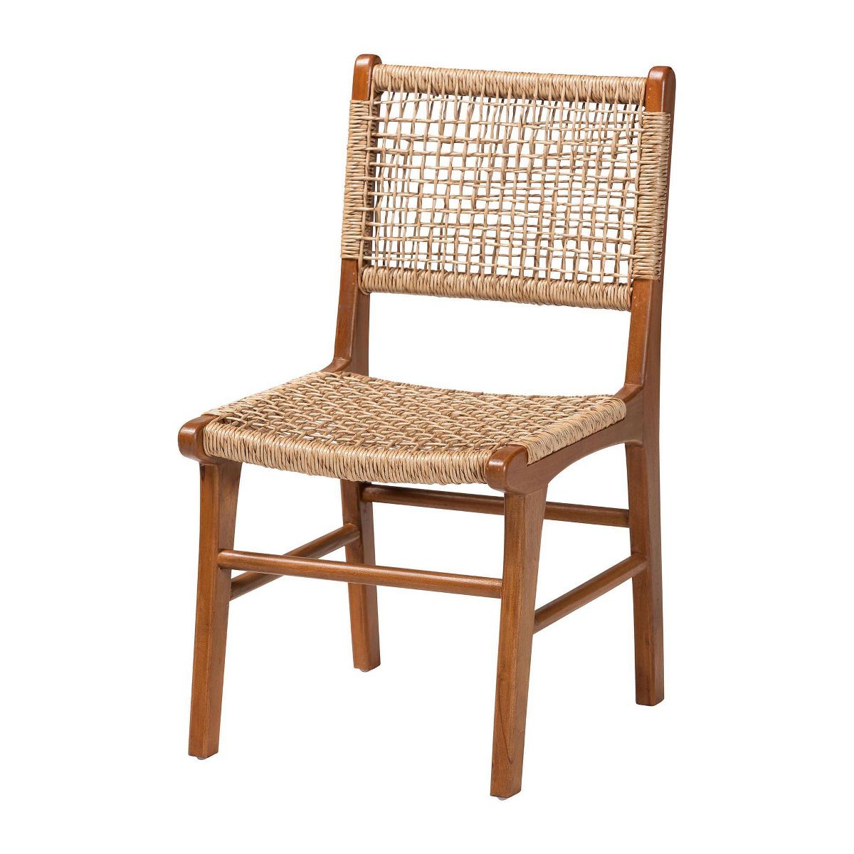 bali & pari Ariba Dining Chair with Mahogany Wood Frame Caramel Brown/Natural Brown
