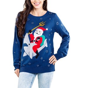 Tipsy Elves Women's Sea Sleigher Sweater - Holiday Festive Sweater - 1 of 3