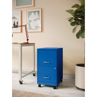 Classic Blue 18" Deep 2 Drawer Mobile Vertical File Cabinet