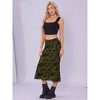 INSPIRE CHIC Floral Print Elastic High Waist Flowy Fishtail Mid Skirt - 4 of 4
