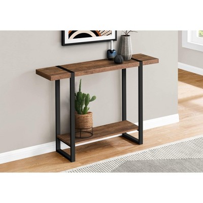 48" Brown Reclaimed Wood and Black Metal Console Table