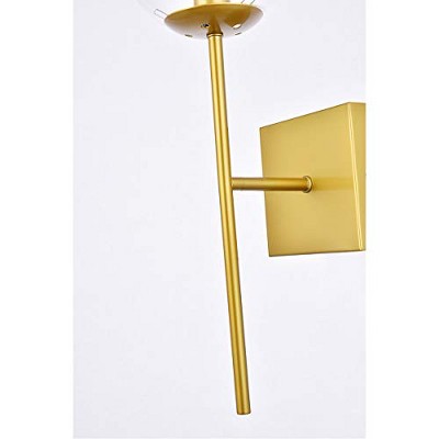 Elegant Neri Dimmable Brass and Clear Glass Globe Wall Sconce