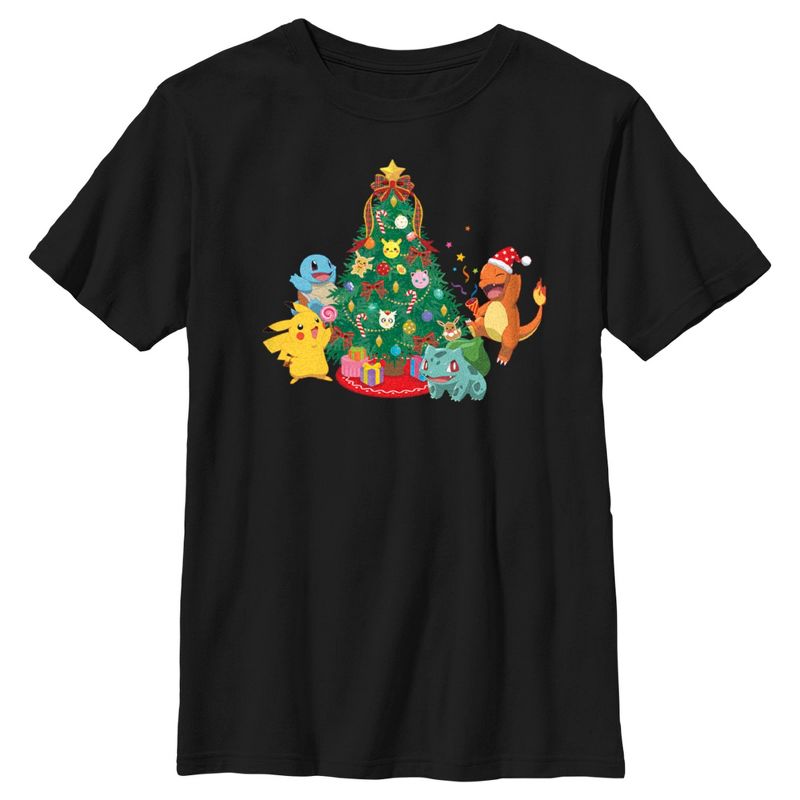 Boy's Pokemon Christmas Tree Characters T-Shirt, 1 of 6