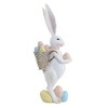 15.5 Inch White Bunny With Basket Tall Figurine Eggs Rustic Figurines - 3 of 3